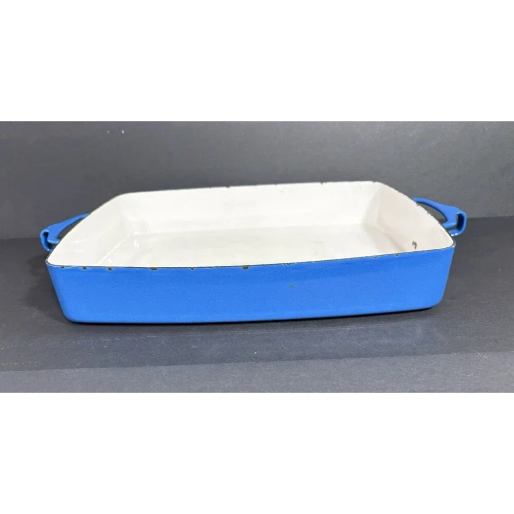 Large DANSK France Enamel Baker Serving Pan Blue 13 x 10 Inch Kobenstyle